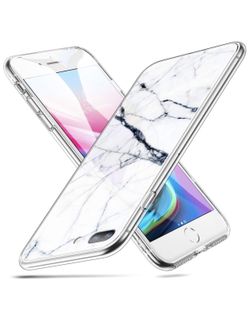 ESR iPhone 8 Plus Case,iPhone 7 Plus Case, 9H Marble Tempered Glass Back Cover [Mimics The Glass Back of The iPhone 8 Plus] + Soft Silicone Bumper fo
