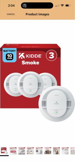 Kidde Smoke Detector, 10-Year Battery-Powered, 20SD10, 3 Pack No Battery Replacements or Low Battery Chirps, LED Status Lights & 85 dB Alarm, Ideal fo