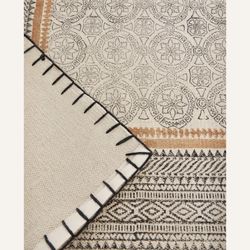 Handmade Block Print Cotton Canvas Rug 8x8