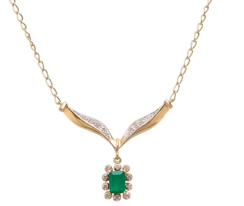 Emerald and Diamond 17 Inch Designer Necklace