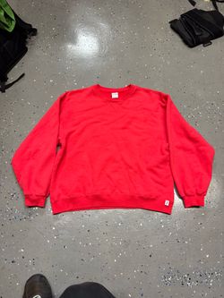 Akimbo Crewneck Sweater Red 100% Cotton Pullover, Size L Made In Los Angeles