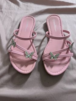 Pink butterfly sandals