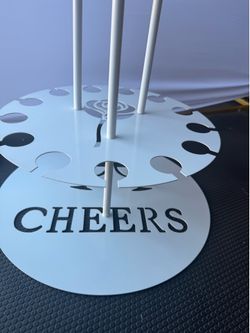 Champagne glass tower. Holds 32 glasses flutes. Strong metal support, elegant, white color,  NEw!