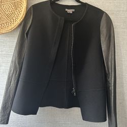 Vince Wool Jacket With Leather Sleeves 