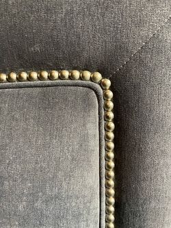Velvet Gray with silver studs full size bed headboard heavy  no stain s pet free home - 58 inches wide /. 57 inches high/.   3 inches thick