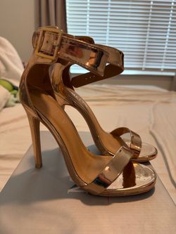 Rose Gold Metallic Strappy Stiletto Heels 7.5