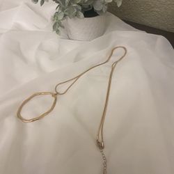 Beautiful Long Gold Hoop Drop Necklace