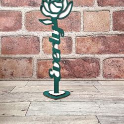 Personalized Name Standing Wooden Rose For Gift