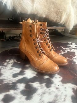 Free People cognac lace up leather boots