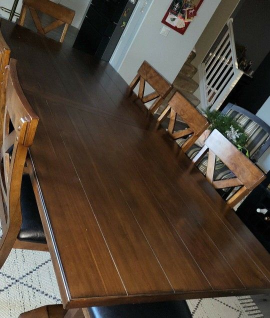 9pcs Dining Table +extension Leaf To Fit 10 Chairs From Costco 