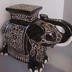 Lucky Asian Ceramic Elephant Plant Stand/ Table Base/Stool Vintage Thumbnail