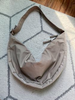 zara taupe slouchy double zipper bag