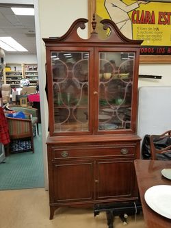 Antique Elk furniture solid cherry China cabinet