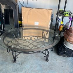Glass Coffee Table With Metal Base