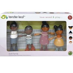 Tender Leaf Toys Humming Bird Doll Family, Multicultural Wooden Doll Family Set