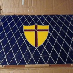 Family Crest Stained Glass Window Blue Gold And Red  Will Be Willing To Bartter
