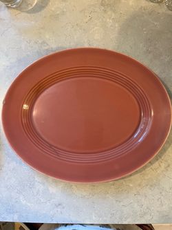 Vintage Coral Rose Oval Serving Platter – Retro Serving Dish