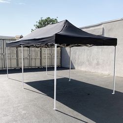 (NEW) $200 Heavy-Duty 10x20 ft Popup Canopy Tent Instant Shade w/ Carry Bag Rope Stake, Black/Red