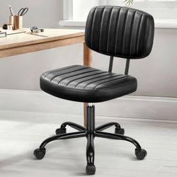 ERGONOMIC ARMLESS DESK CHAIR, PU Leather, Adjustable (9 AVAILABLE, bulk discount)