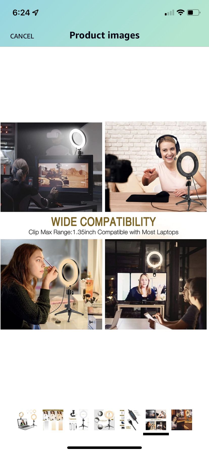 Video Conference Lighting Kits, 6” LED Selfie Ring Light with Tripod Stand, Clip on Laptop Monitor for Webcam Lighting/Zoom Lighting/Remote Working/Se