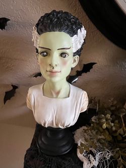 Gothic bride of Frankenstein Halloween decor, green whimsy Goth