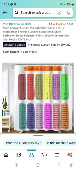 Brand new waterproof shower curtain multiplication table 1 to 12.