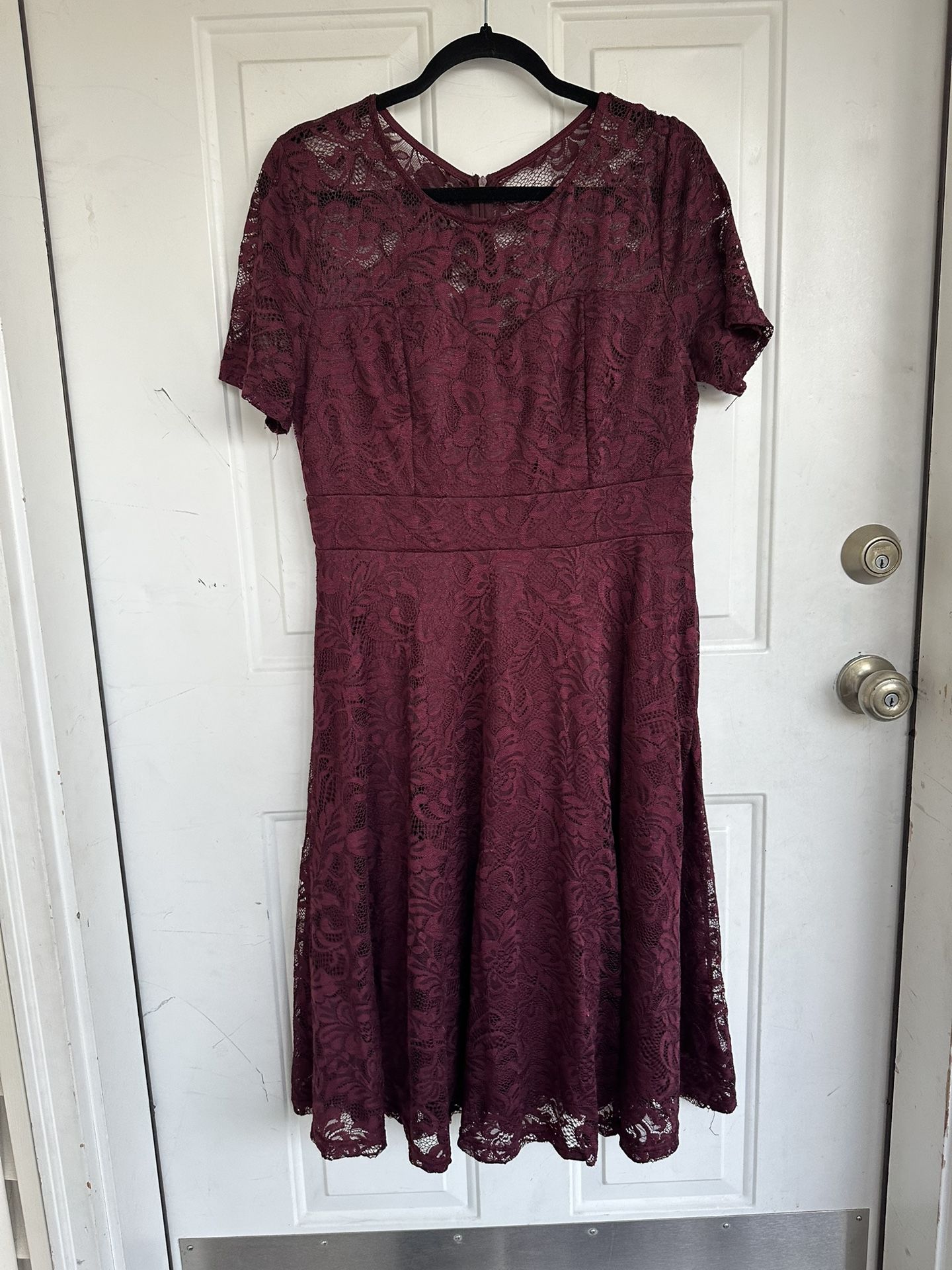AONOUR Women's Vintage Floral Lace Elegant Cocktail Formal Swing Dress Size XL