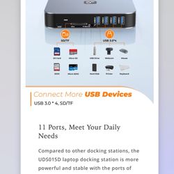 Tobenone, Model: UDS015D - Docking Station Dual Monitor for M1/M2/M3 MacBook Pro/Air /USB C Windows Laptops