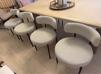 Set of 8 Boucle Dining Chairs