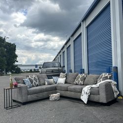 Gray Pullout Bed Sectional Couch