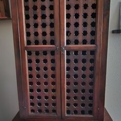 Beautiful Antique Star Lattice Armoire/Cabinet 