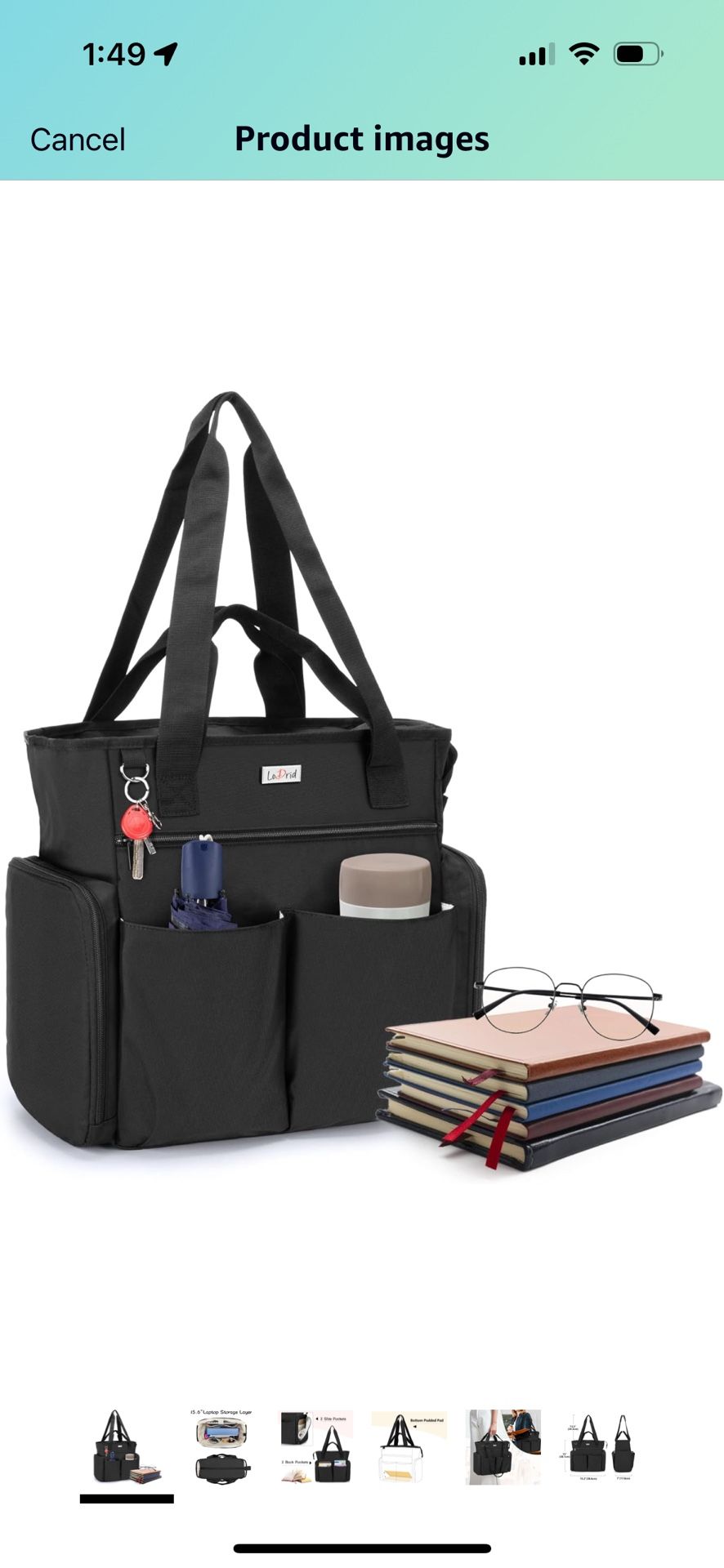 LoDrid Teacher Tote Bag with Padded Bottom, Teacher Utility Bag with 15.6” Laptop Compartments, Teac