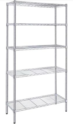 5-Tier Storage Shelves, 35.83" W x 13.98" D x 71.7" H Wire Metal Shelving Unit, 1250 Lbs Loading Capacity, Chrome