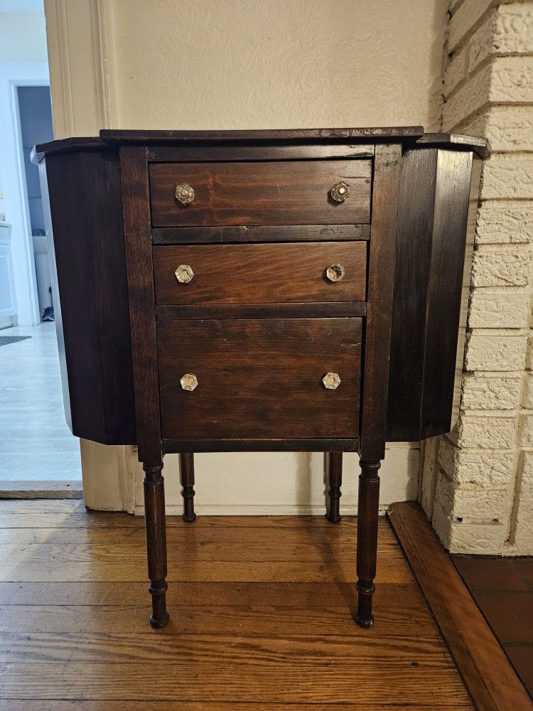 Antique Solid Wood Mahogany Martha Washington Style Sewing Cabinet