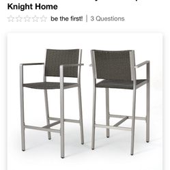 2 Bar Stool Gray With Metal Sides 
