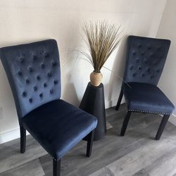 2 -blue velvet chairs with nailhead trim delivery available