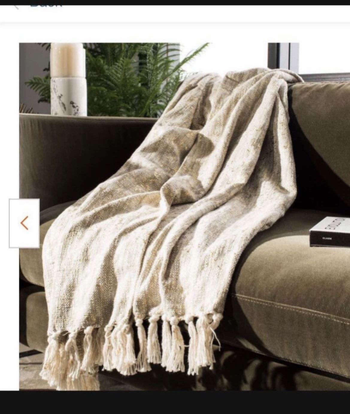 4ft X 6ft Peppin 50 in. x 70 in. Natural/Gold Metallic Throw Blanket