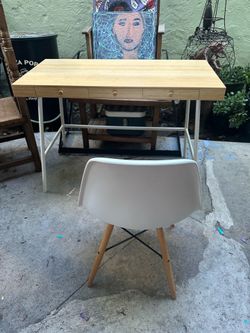 IKEA lillasen Bamboo Desk + White Lux Chair