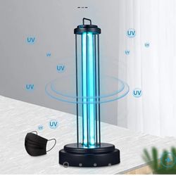 Germicidal Lamp 38W UV Sanitizer Light, Portable Ultraviolet Light with 3-Gear Timer and Remote Control, 110V UV Light, 99.99% UVC Cleaning Lamp for H