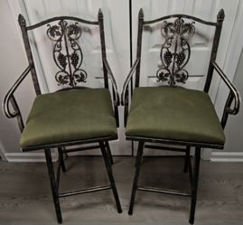 Two Barstools. Wrought Iron.