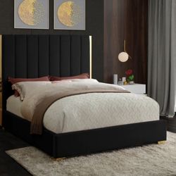 Becca Velvet Black King Bed

