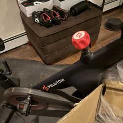 Older Generation Peloton Bike And Three Pairs Of Clip In Shoes
