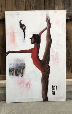 Dancer Oil Painting Abstract Multi-Media Art