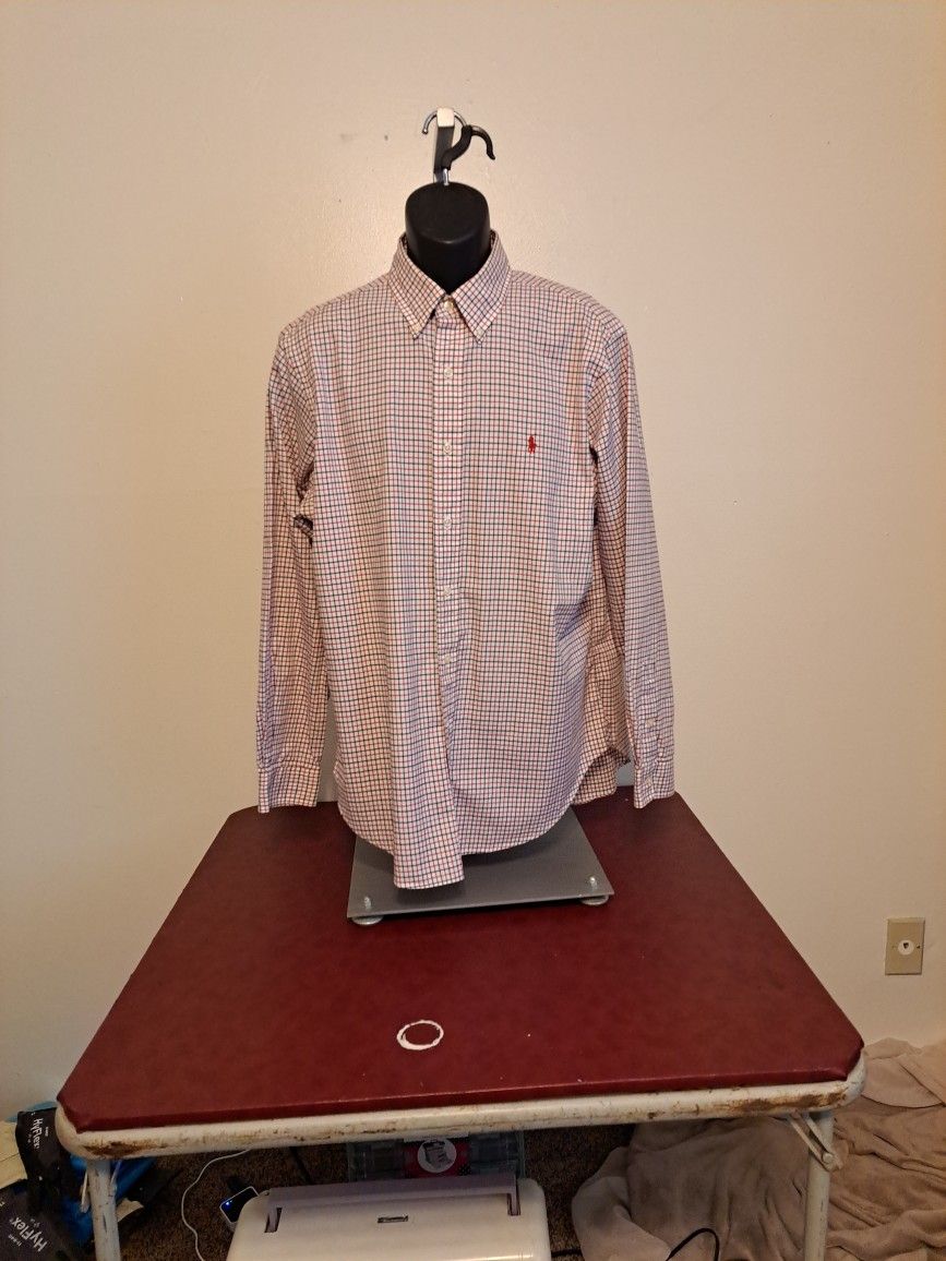 Ralph Lauren Mens Dress Shirt Long Sleeve Button Front