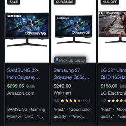 SAMSUNG 32-Inch Odyssey G55C Series QHD 1000R Curved Gaming Monitor, 1ms(MPRT), HDR10, 165Hz,