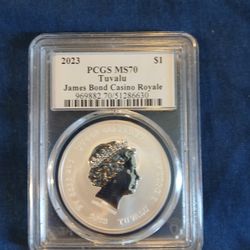 Rare 1 Oz AG SILVER COIN TUVALU JAMES BOND 🔥 🔥 🔥 