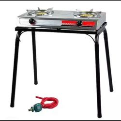 2-Burner Propane Gas Stove with Stand
