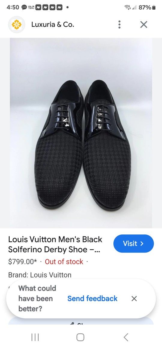 AUTHENTIC LOUIS VUITTON PETIT DAMIER SOLFERINO DERBY SHOES SZ. 10 .5 Us