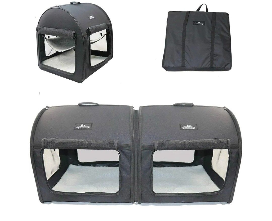 NWOB Soft Dog Cat Crate The Portable 2-in-1 Double Travel Kennel Tube Carrier for All Pets Car Seat Ready