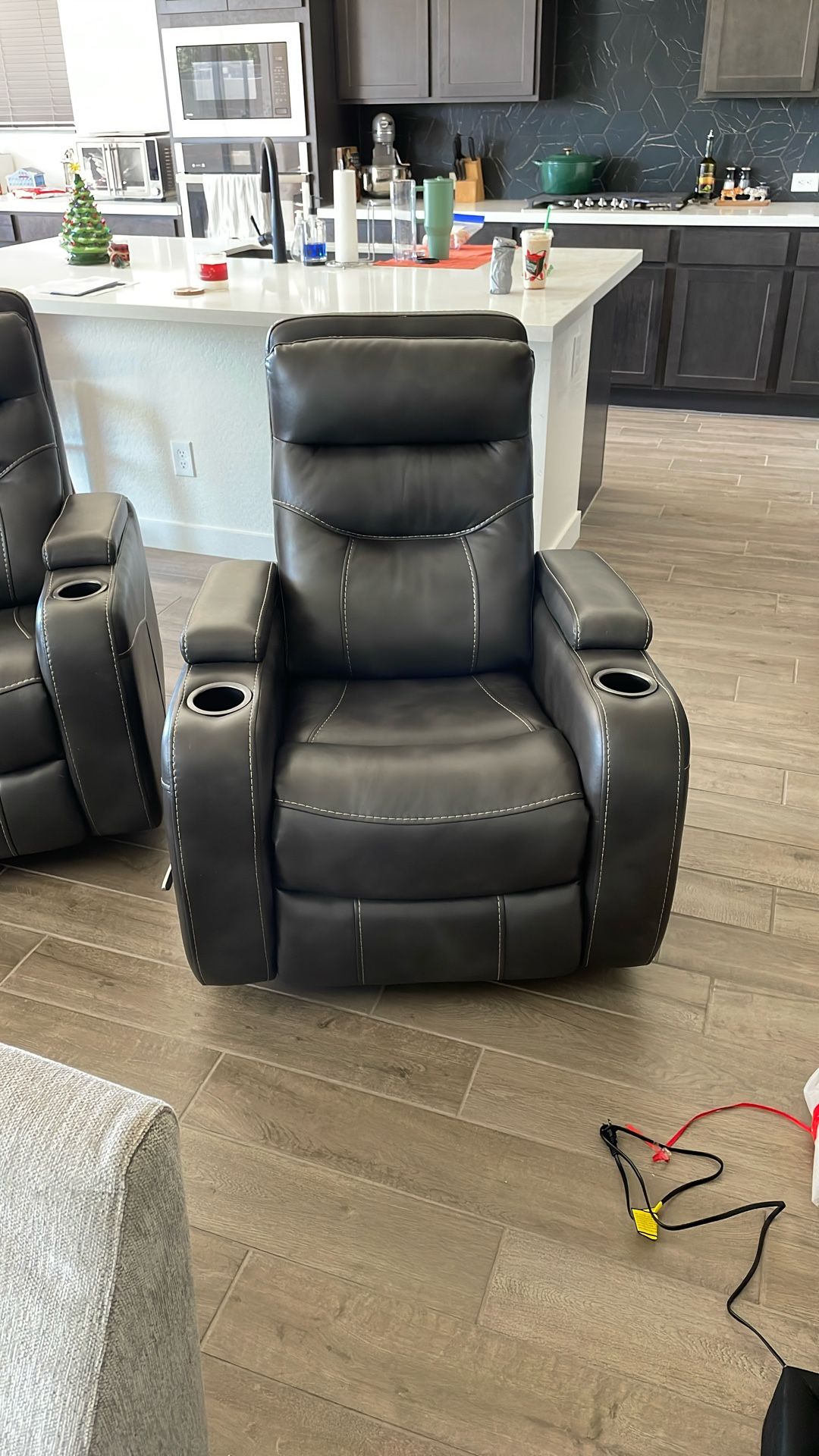 Swivel Leather Look Recliners 